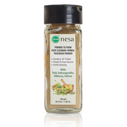 Nesa Herbal Powder-to-Foam Face Cleanser - 30 Gms | Gentle Cleansing | Healthy Skincare | Natural Ingredients
