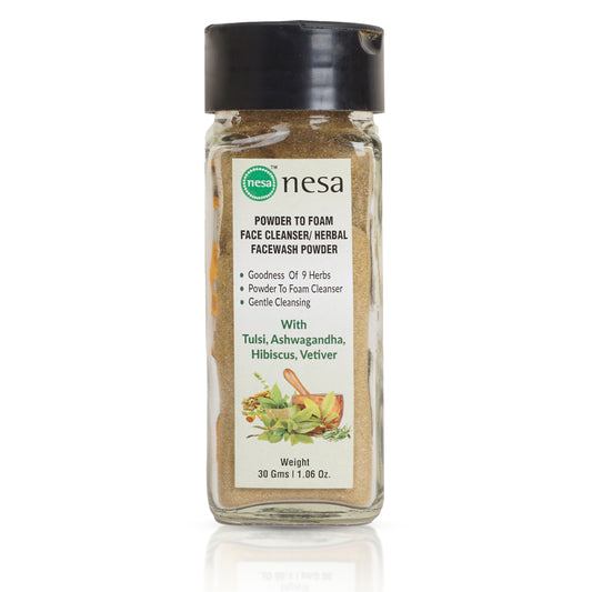 Nesa Herbal Powder-to-Foam Face Cleanser - 30 Gms | Gentle Cleansing | Healthy Skincare | Natural Ingredients