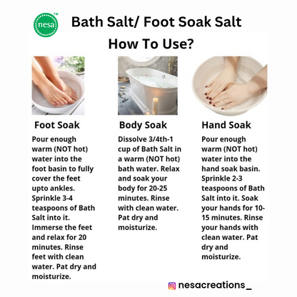 Nesa Green Tea Bath Salt/Foot Soak (100g) | Muscle Pain & Stress Relief | Dry, Cracked Feet Care | Manicure/Pedicure | Self-Care | Detoxify