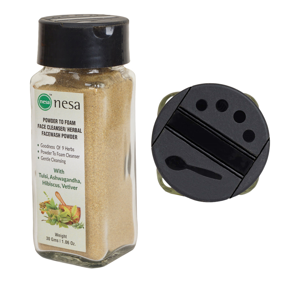 Nesa Herbal Powder-to-Foam Face Cleanser - 30 Gms | Gentle Cleansing | Healthy Skincare | Natural Ingredients