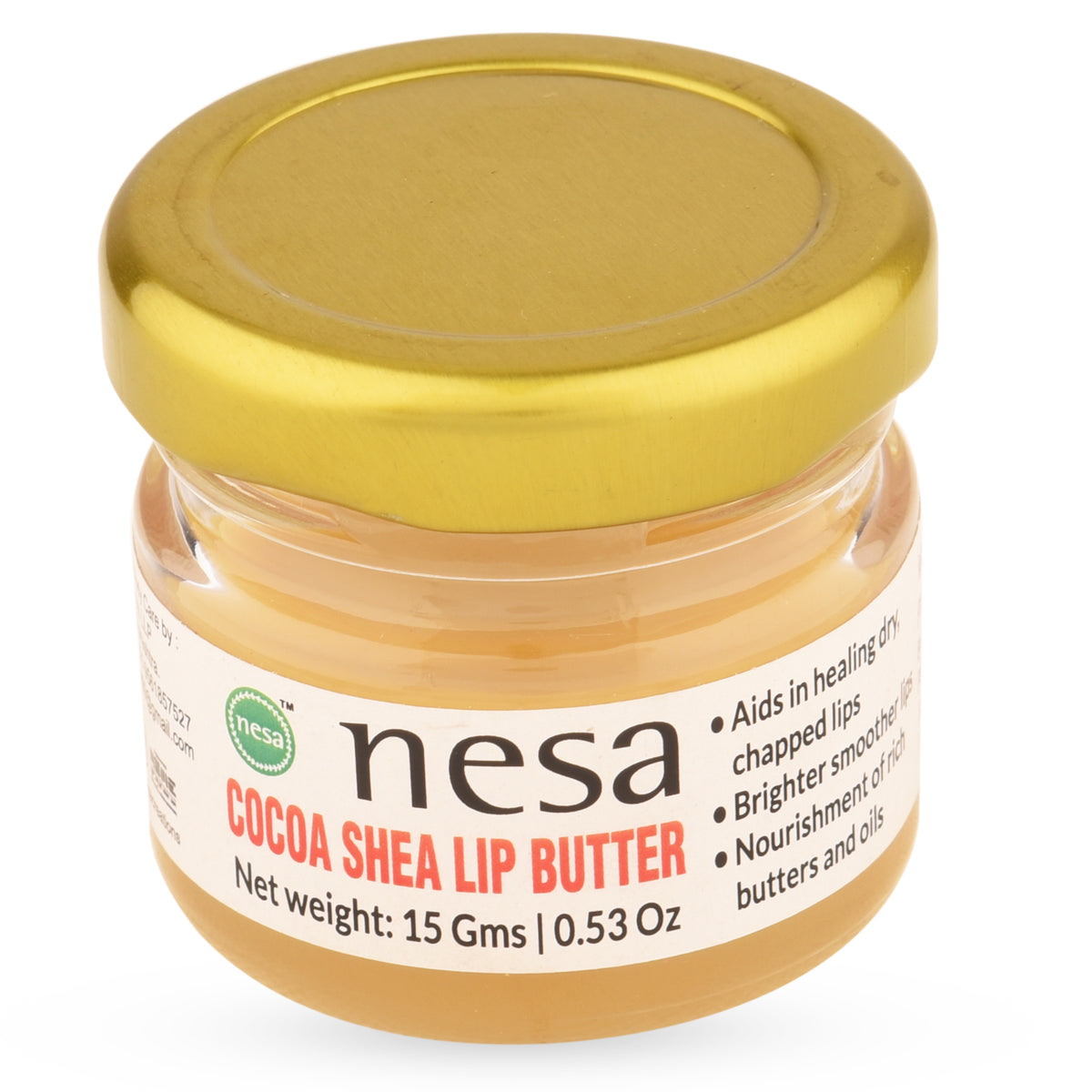 Nesa Cocoa Shea Lip Butter - 15 Gms - Moisturizing Lip Butter for Dry, Chapped, and Dark Lips