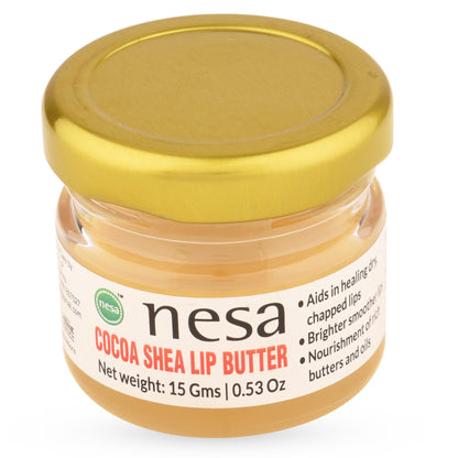 Nesa Cocoa Shea Lip Butter - 15 Gms - Moisturizing Lip Butter for Dry, Chapped, and Dark Lips