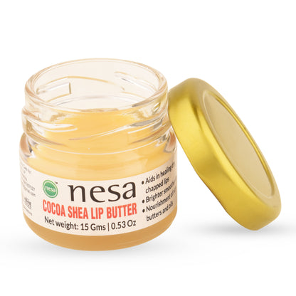 Nesa Cocoa Shea Lip Butter - 15 Gms - Moisturizing Lip Butter for Dry, Chapped, and Dark Lips