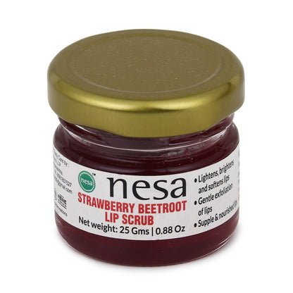 Nesa Strawberry Lip Scrub - 25 Gms - Exfoliating Treatment for Dry, Chapped, and Dark Lips - Lip Care for Healthy and Nourished Lips