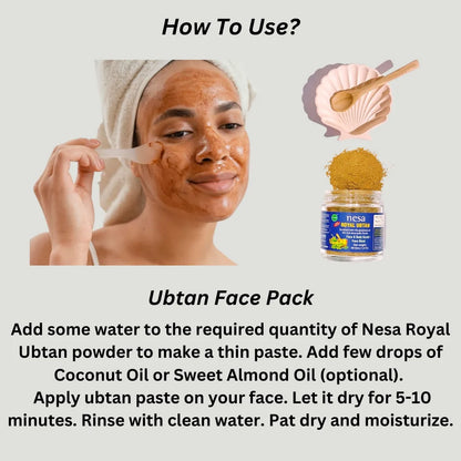 Nesa Royal Ubtan | Face and Body Scrub + Face Mask | 40 Gms | Natural Glow, Exfoliation, and Brightening | Wild Turmeric, Red Sandalwood, and Ashwagandha