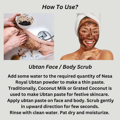 Nesa Royal Ubtan | Face and Body Scrub + Face Mask | 40 Gms | Natural Glow, Exfoliation, and Brightening | Wild Turmeric, Red Sandalwood, and Ashwagandha