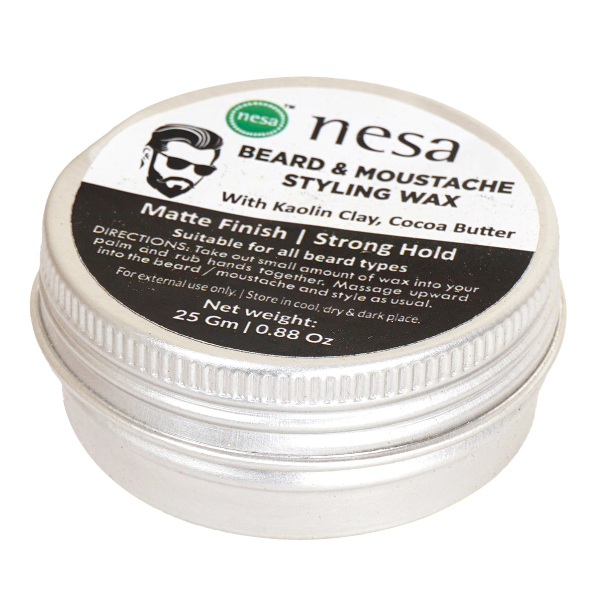 Nesa Beard & Moustache Clay Wax for Men - 25 g | Natural Matte Finish and Strong Hold | Enriched with Kaolin Clay and Cocoa Butter