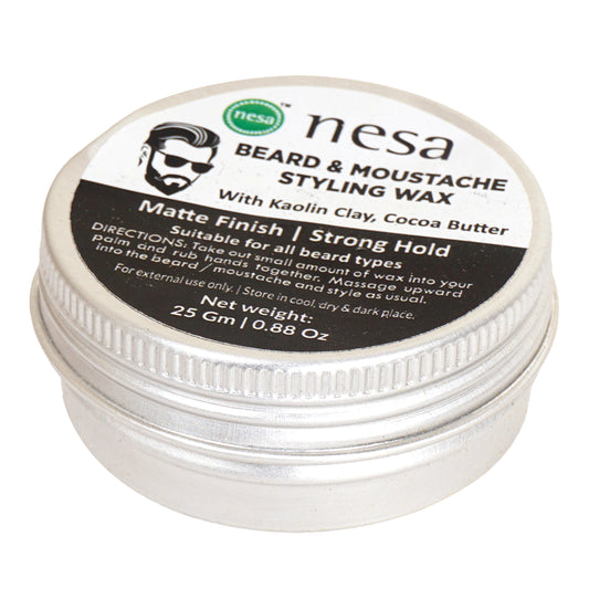 Nesa Beard & Moustache Clay Wax for Men - 25 g | Natural Matte Finish and Strong Hold | Enriched with Kaolin Clay and Cocoa Butter
