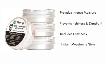 Nesa Beard & Moustache Clay Wax for Men - 25 g | Natural Matte Finish and Strong Hold | Enriched with Kaolin Clay and Cocoa Butter