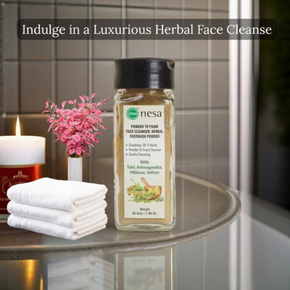Nesa Herbal Powder-to-Foam Face Cleanser - 30 Gms | Gentle Cleansing | Healthy Skincare | Natural Ingredients